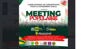 Togo : un meeting populaire prévu le 9 mai à Akassimé