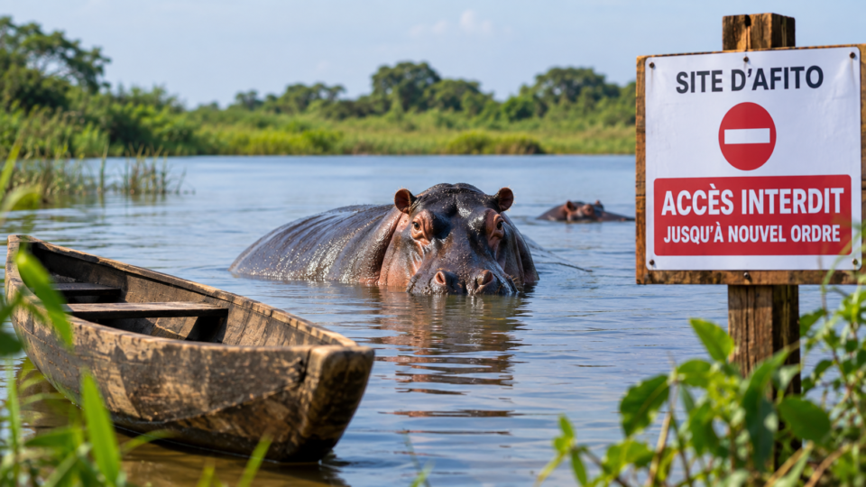 Drame à Afito : un homme tué par un hippopotame, le site touristique fermé